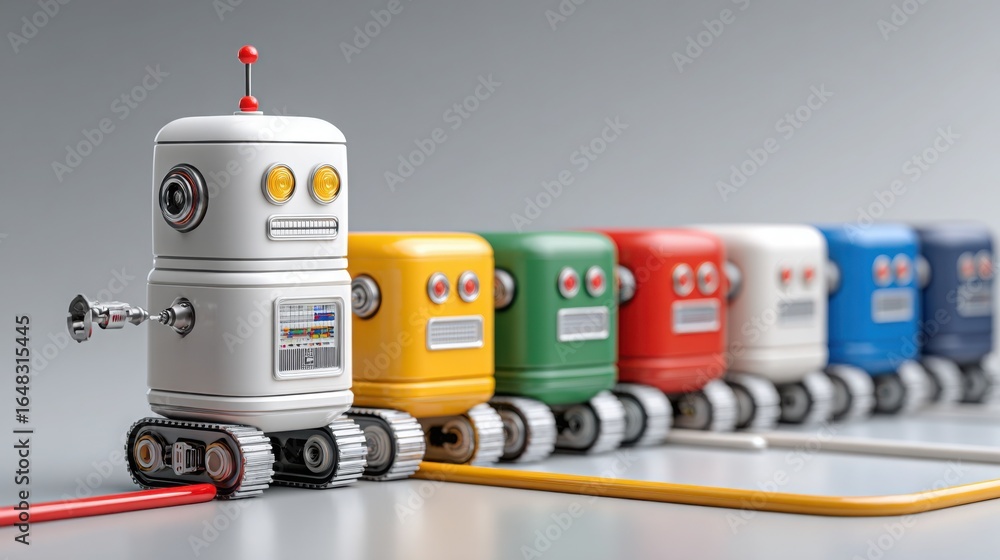 Poster robot toy next to a pencil symbolizing guidance and growth for startups with ai powered assistance i