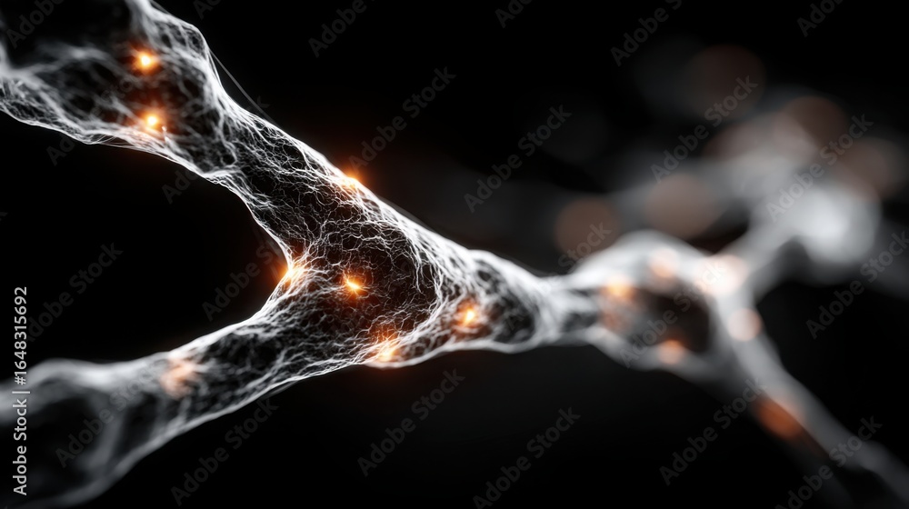 Poster an abstract glowing object representing connectivity and innovation in the modern ai technology ecos