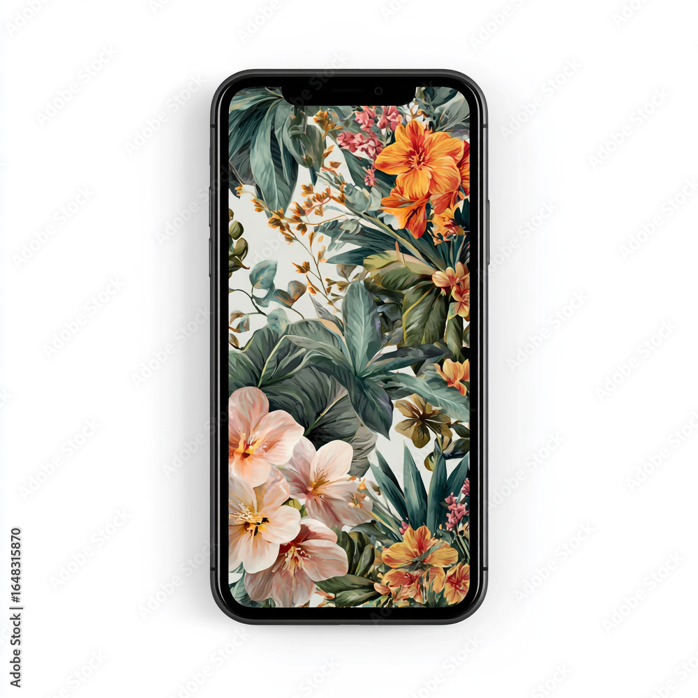 Poster realistic phone display mockup showcasing an instagram-style interface.