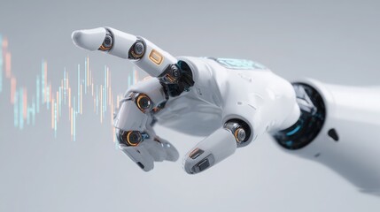 Minimalist design of a robot hand representing ai trading assistant capabilities in financial markets and analysis