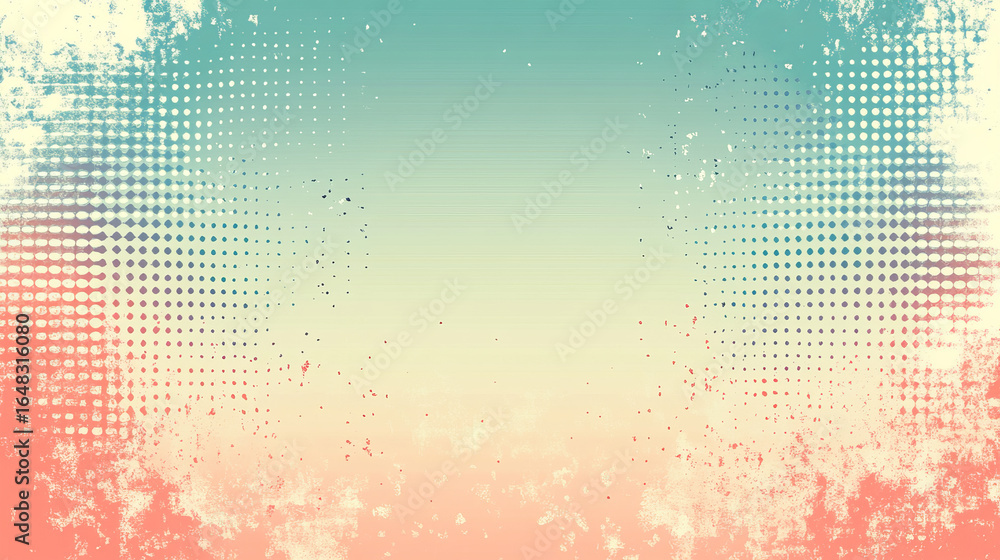 Poster abstract graphic design with a blend of pastel colors and halftone patterns