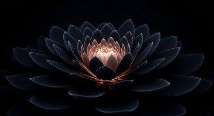 Fototapeta premium Surreal Black Flower Opening in Darkness