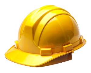 yellow safety hard hat isolated on white background PNG , AI GENERATED