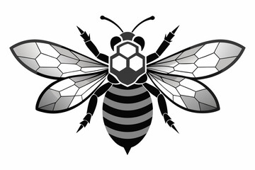 Fototapeta premium Wasp and bee vector illustration on white background