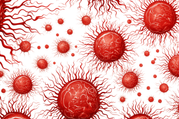 Microscopic Virus Cells: Red Blood Cell Infection Background on transparent background png