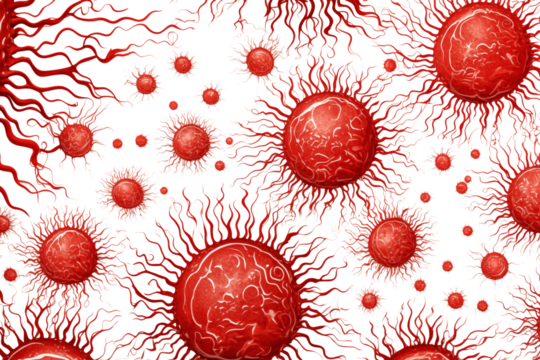 Microscopic Virus Cells: Red Blood Cell Infection Background on transparent background png
