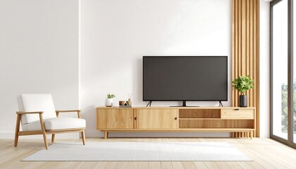 Modern living room interior with TV and furniture