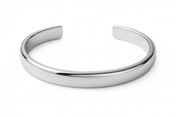 Simple silver bracelet on transparent background, perfect for jewelry designs and fashion projects
