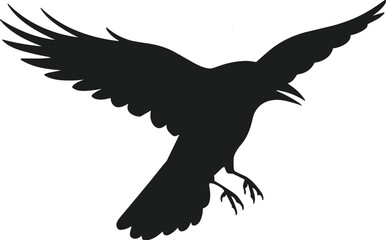 Flying Crow Silhouette Vector – Black Bird in Flight for Halloween and Gothic Art