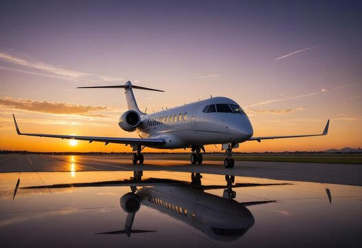 Luxusluftfahrt - eleganter, wei&szlig;er Privatjet