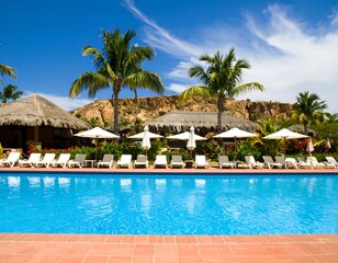 Tropical resort pool scene (2)