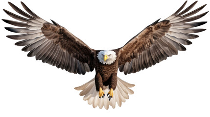 Obraz premium powerful eagle glides through the air on white background