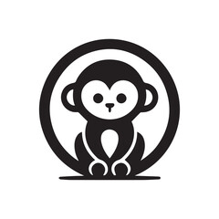 Fototapeta premium minimalist cute monkey logo with white background