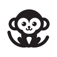 minimalist cute monkey logo with white background