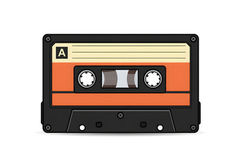 Obraz premium Retro cassette tape design evokes nostalgia for 80s and 90s music and vintage audio.