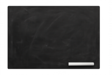 Blank blackboard with a piece of chalk on transparent background, providing copy space for educational or announcement purposes