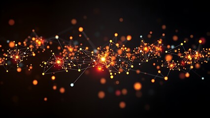 Futuristic data visualization with glowing nodes, illustrating advanced technology and connectivity.