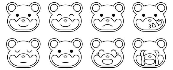 Obraz premium Hamster Line Art Emoji Set - Cute Face Expressions.