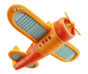 Colorful Vintage Aircraft Model with Transparent Background