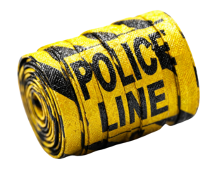 Rolled Police Line Tape on Transparent Background for Creative Use
