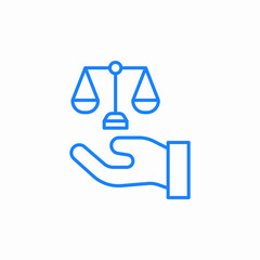 justice scale in hand icon sign vector