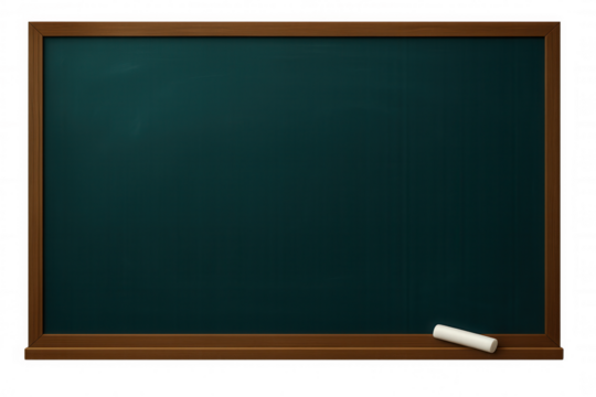 Blank wooden-framed chalkboard featuring white chalk, ready for educational messaging against transparent backdrop