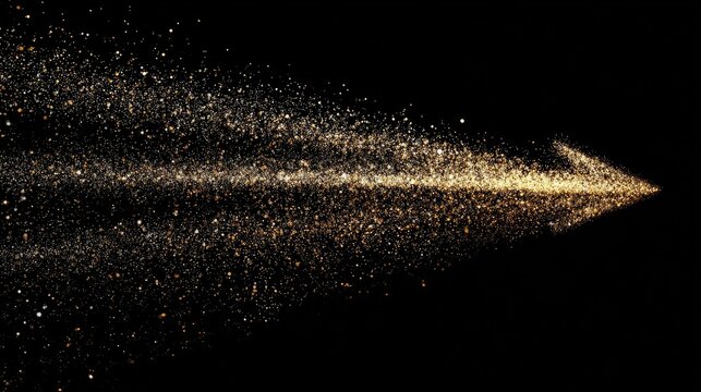 Streaking golden particles against a black background