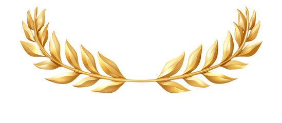 Golden Laurel Wreath: Elegant Design Element on transparent background png