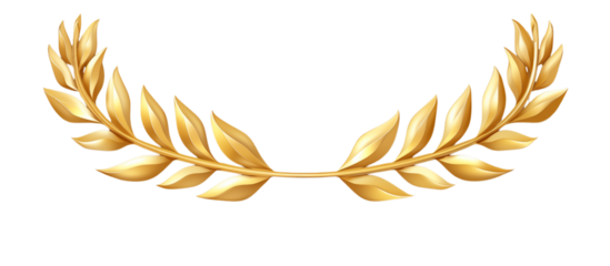 Golden Laurel Wreath: Elegant Design Element on transparent background png