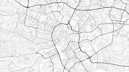 Naklejka premium Krakow City Map. Minimalist black and white line art poster for printing, wallpaper, wall art for home and office decor