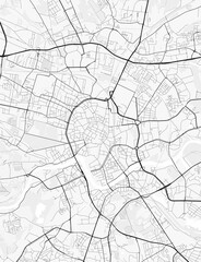 Obraz premium Krakow City Map. Minimalist black and white line art poster for printing, wallpaper, wall art for home and office decor