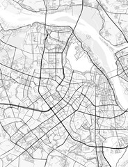 Obraz premium Hanoi City Map. Minimalist black and white line art poster for printing, wallpaper, wall art for home and office decor