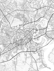 Ho Chi Minh City Map. Minimalist black and white line art poster for printing, wallpaper, wall art for home and office decor