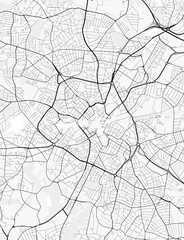 Birmingham City Map. Minimalist black and white line art poster for printing, wallpaper, wall art for home and office decor