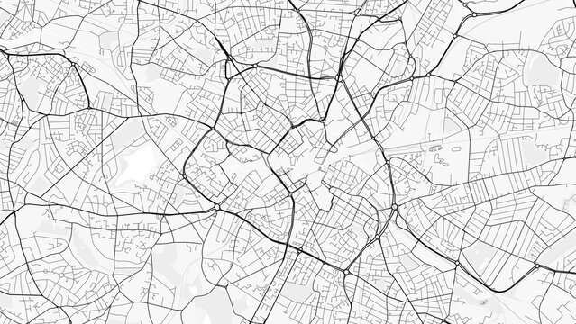 Birmingham City Map. Minimalist black and white line art poster for printing, wallpaper, wall art for home and office decor