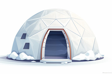Stunning Low-Poly Igloo Illustration: Arctic Shelter Digital Art on transparent background png