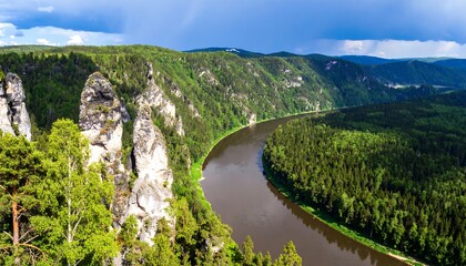 Fototapeta premium Panoramic view of a mountain range