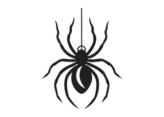 Spider Black Silhouette Artwork Vector Design Isolated on White.