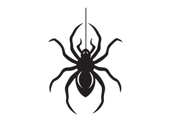 Spider Black Silhouette Artwork Vector Design Isolated on White.