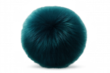 Teal furry sphere lounging against transparent backdrop, showcasing plush texture and versatile design potential for creative applications