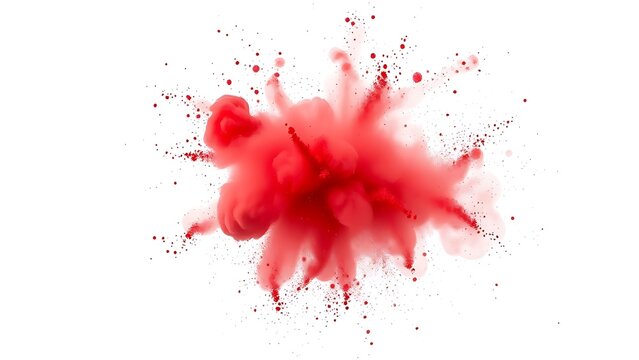 A festive explosion of red powder in mid-air against a clean white background.