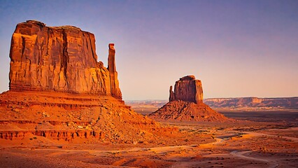 Red Rock Desert Mountain Landscape with Clear Sky
