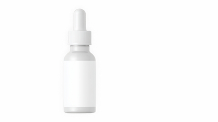 White plastic dropper bottle with blank label and ribbed cap for cosmetic wellness or medical use