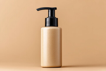 Beige lotion dispenser bottle mockup for hand lotion body lotion moisturizer and conditioner branding and packaging design presentation