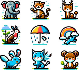 Fototapeta premium Vector sketch illustration of a collection of cute, adorable, cool, modern abstract animal designs for decoration