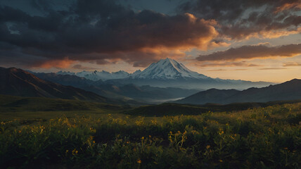 Fototapeta premium Nature Concept forest between water Alberta wilderness near Banff landscape background, 