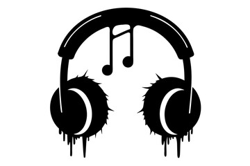 Graffiti Headphones & Music Notes: Urban Art Vector