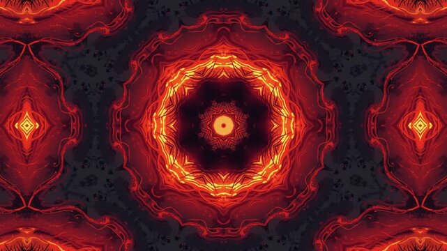 Dynamic fiery kaleidoscope pulses with vibrant energy, creating a mesmerizing visual spectacle for energetic projects.