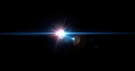 Obraz premium Bright lens flare against black background