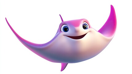 Cute cartoon stingray character isolated on a clean white background design